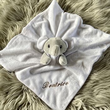 White Embroidered Baby Elephant Comforter, 2 of 9