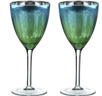 Set Of Two Peacock Design Wine Glass, 4 of 4
