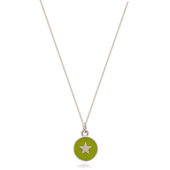 Small Star Enamel Necklace Sterling Silver Lime, 4 of 7