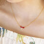 Birthstone Bar Necklace With Initial Charm, thumbnail 7 of 12