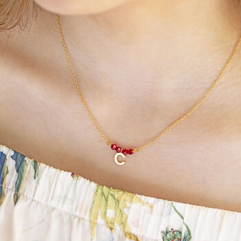 Birthstone Bar Necklace With Initial Charm, 7 of 12