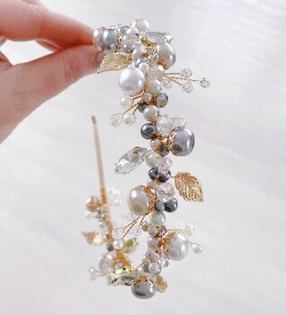 Gold Leaf And Silver Pearl Headband, 4 of 7