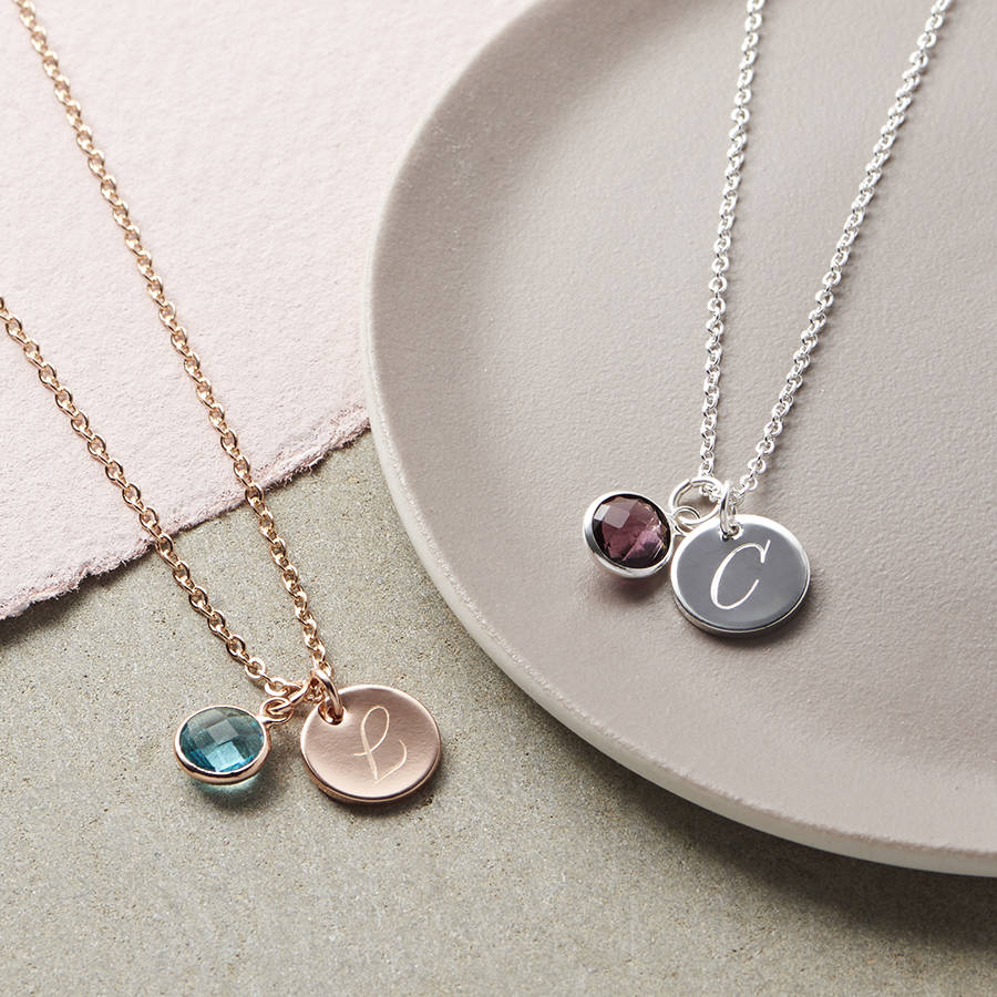 Personalised Initial Birthstone Necklace By Bloom Boutique