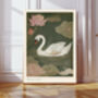 Japanese Swan Wildlife Art Print, thumbnail 1 of 4
