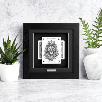 Personalised Best Grandad Gift Royal Lion Playing Card Frame, 3 of 9