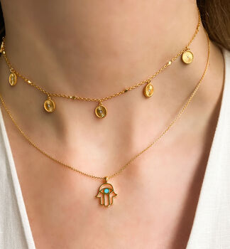 Gold Plated Symi Hamsa Hand Necklace, 3 of 3