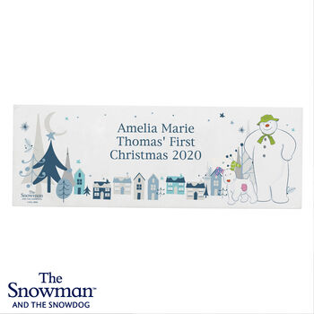 Personalised The Snowman And The Snowdog Wooden Mantel Decoration, 6 of 6