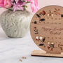 Personalised Round Wooden Floral Earring Storage Stand, thumbnail 2 of 4