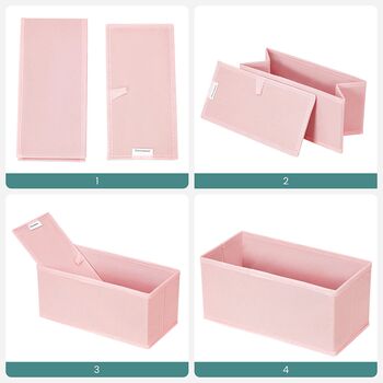 Set Of Six Pink Foldable Fabric Storage Boxes, 7 of 7