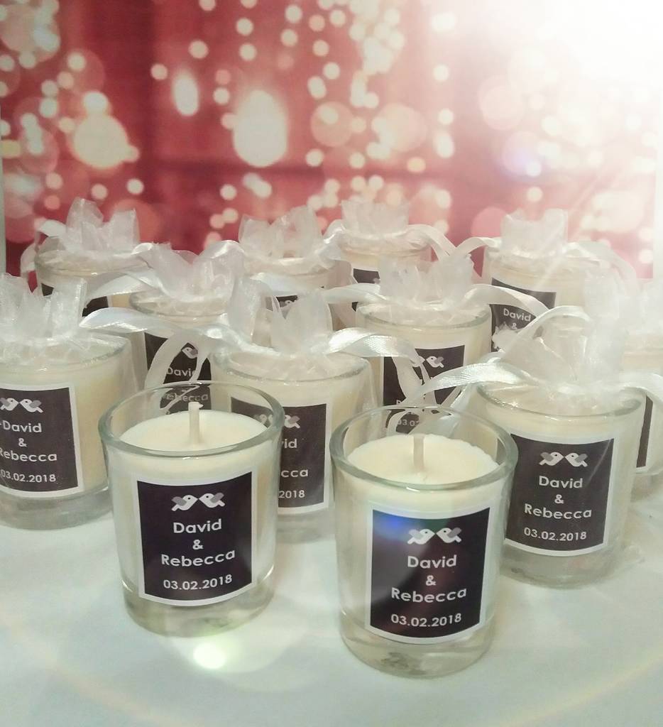 personalised candles wedding favours