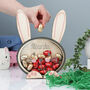 Personalised Wooden Easter Bunny With Gold Foiled Eggs, thumbnail 2 of 12