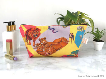 Savanna Safari Animal Cotton Cosmetic Bag/ Wash Bag, 2 of 2