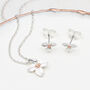 Sterling Silver Earring And Necklace Birth Flower Set, thumbnail 3 of 12