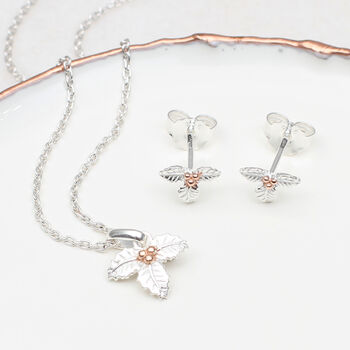 Sterling Silver Earring And Necklace Birth Flower Set, 3 of 12