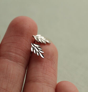 Silver Fern Leaf Stud Earrings, 2 of 8