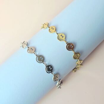 Smiley Face Bracelet In Waterproof Stainless Steel Adjustable, 2 of 6