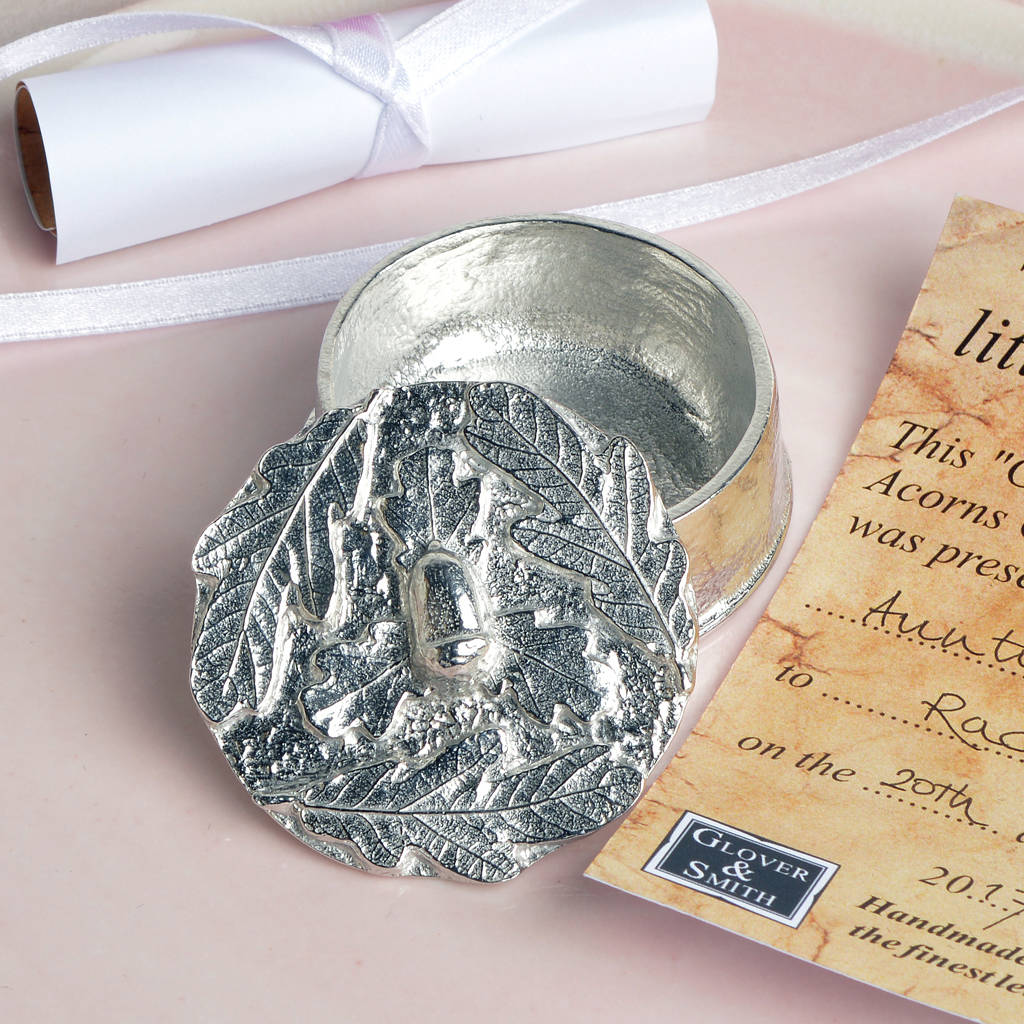 From Little Acorns' Pewter Christening Box Personalised, 1 of 9