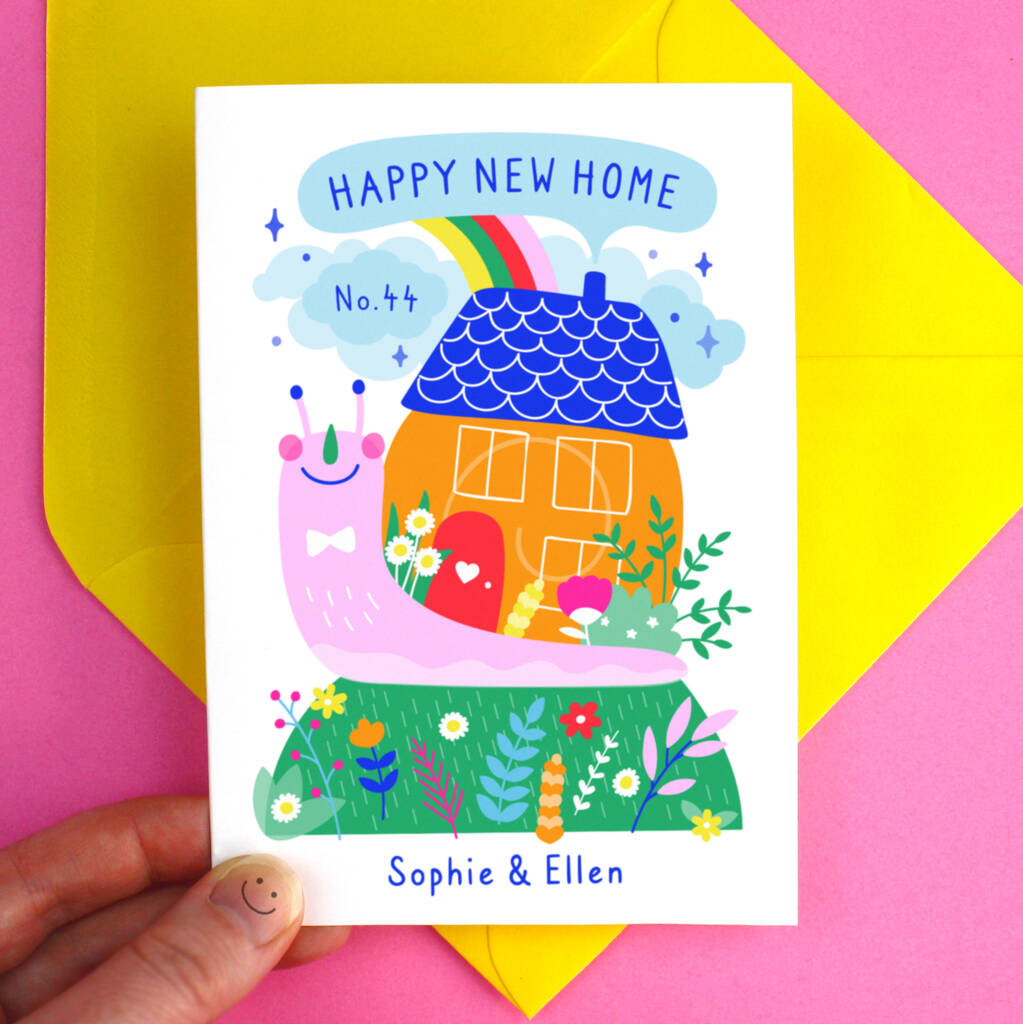 New Home Fun Snail Greeting Card, 1 of 7