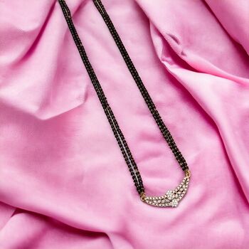 Nazaria Zircon Dangle Mangalsutra Black Beads Necklace, 4 of 7