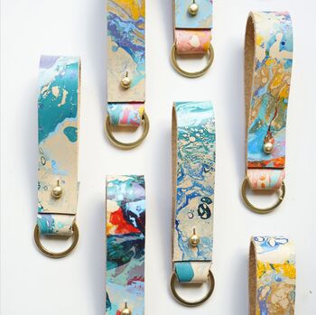 Personalised Leather Marbled Key Loop, 3 of 10