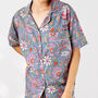Floral 100% Cotton Ladies Pyjama Short Set In Grey And Pink, thumbnail 3 of 5
