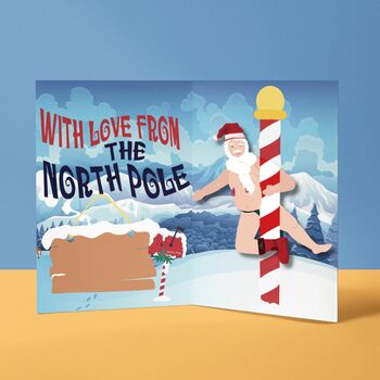 Singing And Sliding Animated Santa! Funny Christmas Card 'From The North Pole', 3 of 12