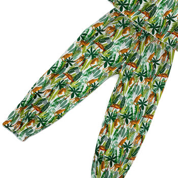 Grisl Cotton Pyjama Set Lazy Leopard / Jungle Print, 5 of 7