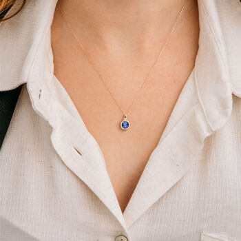 Yellow Gold Plated September Sapphire Birthstone Necklace, 4 of 11