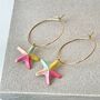 Colourful Pastel Enamel Starfish Hoop Earrings, thumbnail 2 of 5