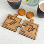 Personalised Oak Veneer Jigsaw Coasters Leaf Design, thumbnail 3 of 7