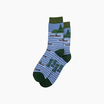 Canoeing Bamboo Socks In Blue, 3 of 4
