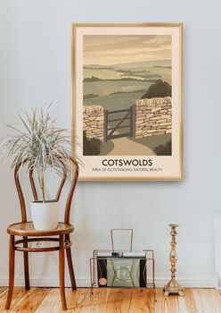 Cotswolds Aonb Travel Poster Art Print, 5 of 8