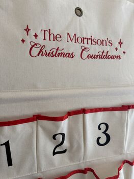 Custom Embroidered Family Christmas Advent Calendar Countdown, 3 of 3