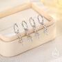 Sterling Silver Olive Branch Huggie Hoop Earrings, thumbnail 4 of 12