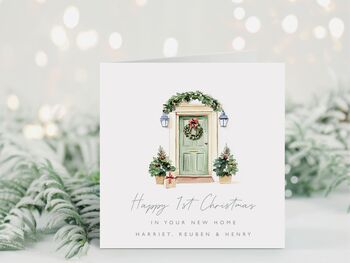 Happy 1st Christmas In Your New Home Card | Door Colour Options, 4 of 4