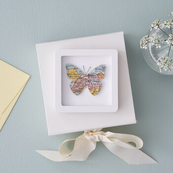 Personalised Miniature Map Butterfly 40th Birthday Gift, 2 of 7