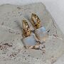 The Square Moonstone Earrings, Gold Plated, thumbnail 3 of 7