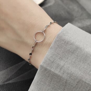 Sterling Silver Simple Circle Charm Bracelet, 2 of 6