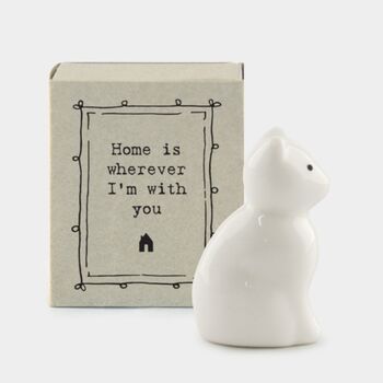 Home Is Wherever I'm With You Porcelain Cat Matchbox, 2 of 3