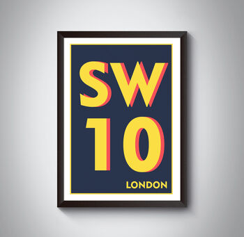 Sw10 Chelsea London Postcode Typography Print, 5 of 10