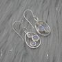 Rainbow Moonstone Earrings: Gold Or Silver Drop, thumbnail 4 of 12
