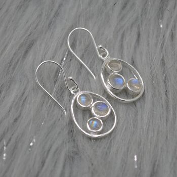 Rainbow Moonstone Earrings: Gold Or Silver Drop, 4 of 12