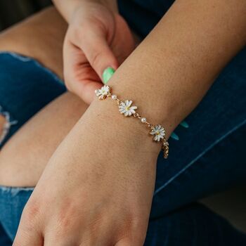 Adjustable Indie Boho Daisy Sun Flower Charms Bracelet, 2 of 5