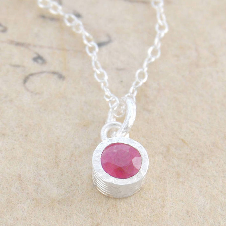 Ruby July Birthstone Sterling Silver Necklace, 1 of 3