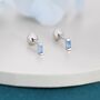 Extra Tiny Aquamarine Blue Baguette Cz Screw Back Earrings, thumbnail 2 of 11