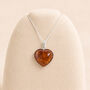 Personalised Sterling Silver Baltic Amber Heart Pendant Necklace, thumbnail 5 of 11