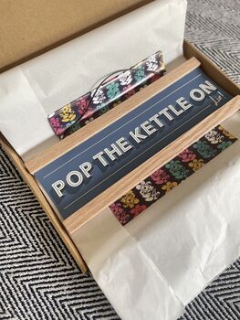 Personalised 'Pop The Kettle On' Kitchen Sign, 8 of 8