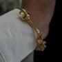 18 K Gold Silver Sculptural Cuff Bracelet Floral Waterproof Open Bangle, thumbnail 3 of 13