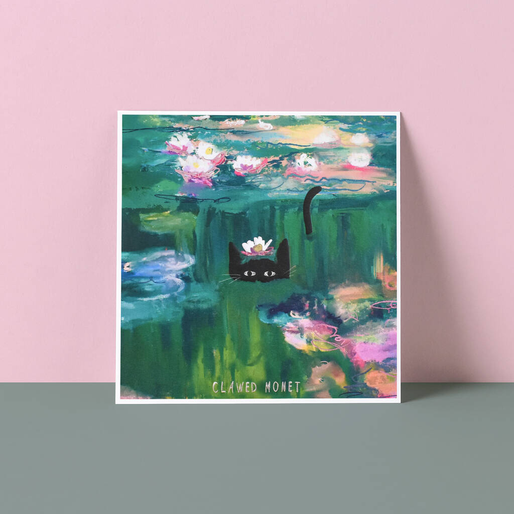 Claws Monet Cat Greetings Card, 1 of 3