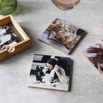 Set Of Bamboo Photo Coasters For Pet Mums, 9 of 12